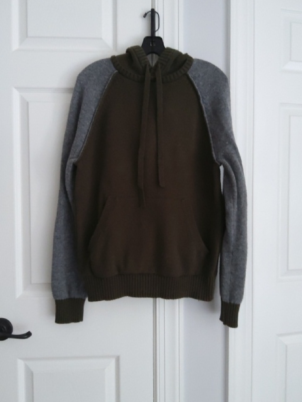 Olive Green & Gray Hooded Sweater